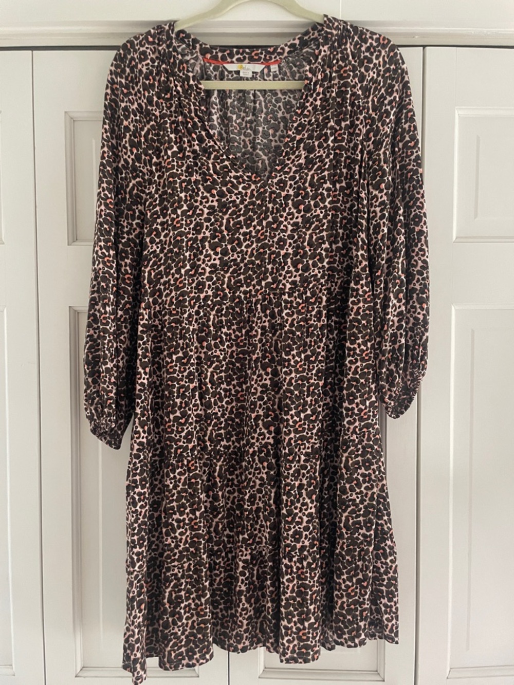 Leopard Print Shift Biden Dress - Brown/pink neutral print